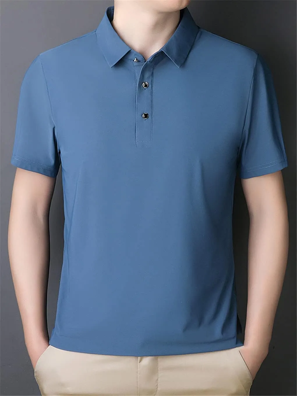 Summer Men Polo Shirt Classic Short Sleeve Tee Breathable Cooling Quick Dry Nylon Men Golf T-Shirt