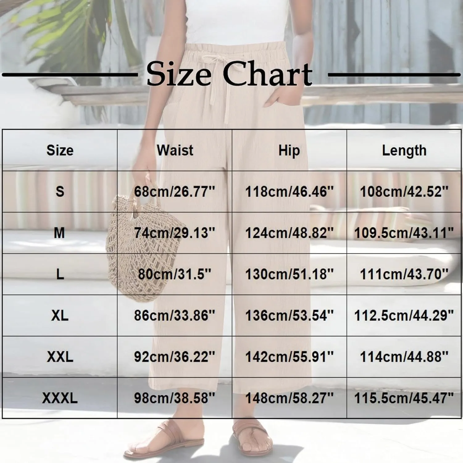 Summer Pants for Women Cotton Linen Straight Wide Leg Ankle Pants Drawstring Elastic Waist Trousers with Pockets