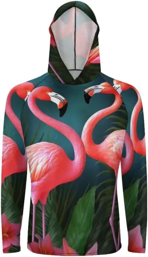 Sun Protection Shirt Long Sleeve Hoodie Flamingo Flowers Lightweight Rash Guard Quick Dry Sun Shirt for Outdoor