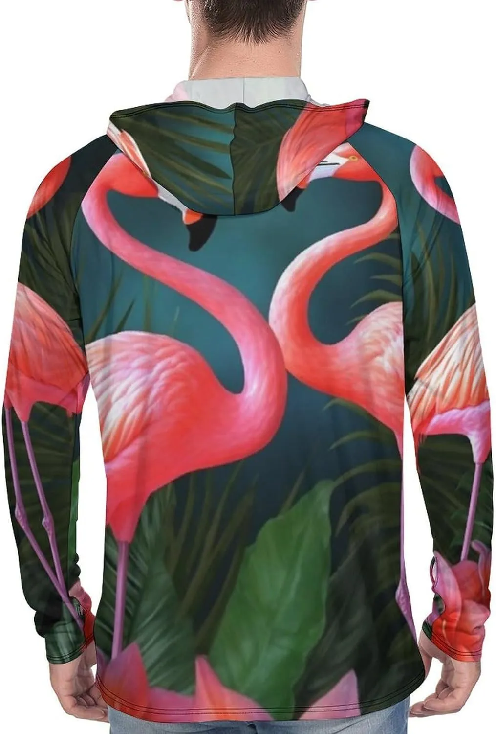 Sun Protection Shirt Long Sleeve Hoodie Flamingo Flowers Lightweight Rash Guard Quick Dry Sun Shirt for Outdoor