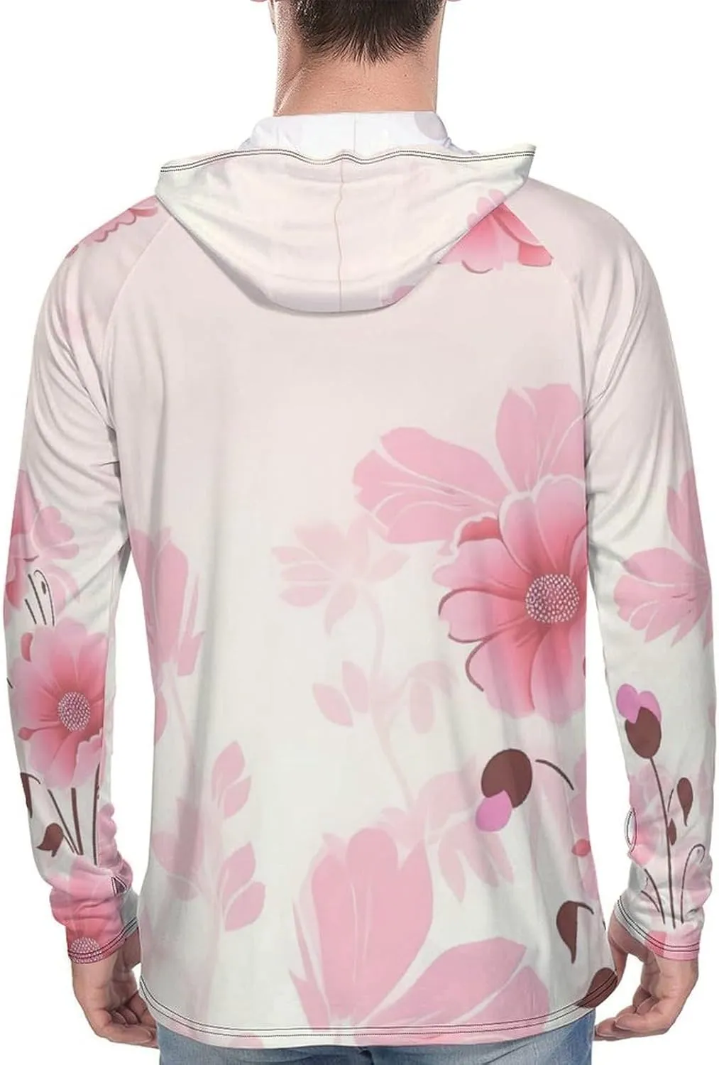 Sun Protection Shirt Long Sleeve Hoodie Flower Pattern Lightweight Rash Guard Quick Dry Sun Shirt for Outdoor
