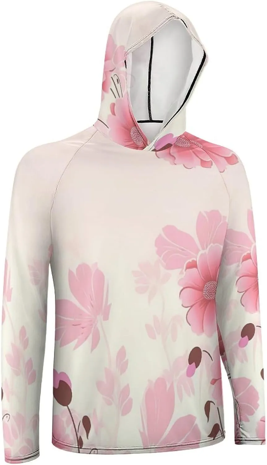 Sun Protection Shirt Long Sleeve Hoodie Flower Pattern Lightweight Rash Guard Quick Dry Sun Shirt for Outdoor