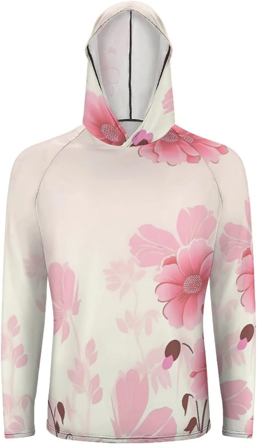 Sun Protection Shirt Long Sleeve Hoodie Flower Pattern Lightweight Rash Guard Quick Dry Sun Shirt for Outdoor