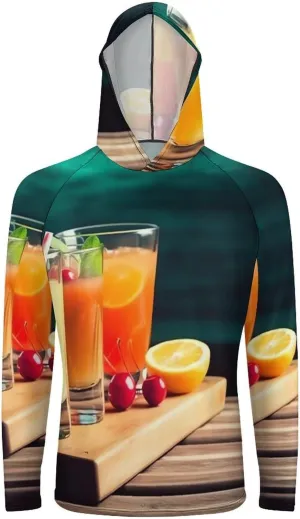 Sun Protection Shirt Long Sleeve Hoodie Juice On The Wooden Board Lightweight Rash Guard Quick Dry Sun Shirt for Outdoor