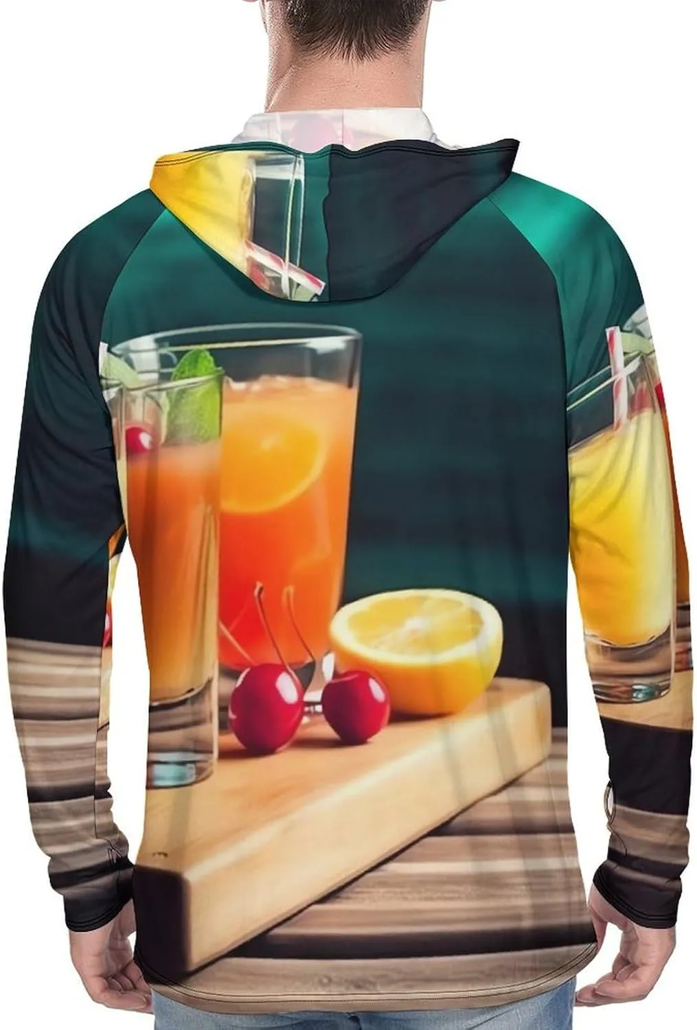 Sun Protection Shirt Long Sleeve Hoodie Juice On The Wooden Board Lightweight Rash Guard Quick Dry Sun Shirt for Outdoor