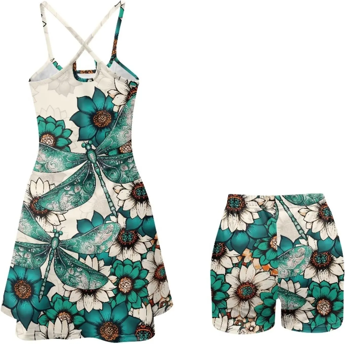 Suspenders Tennis Dresses for Women with Shorts Underneath Workout Dress with Pockets Summer Golf Outfits
