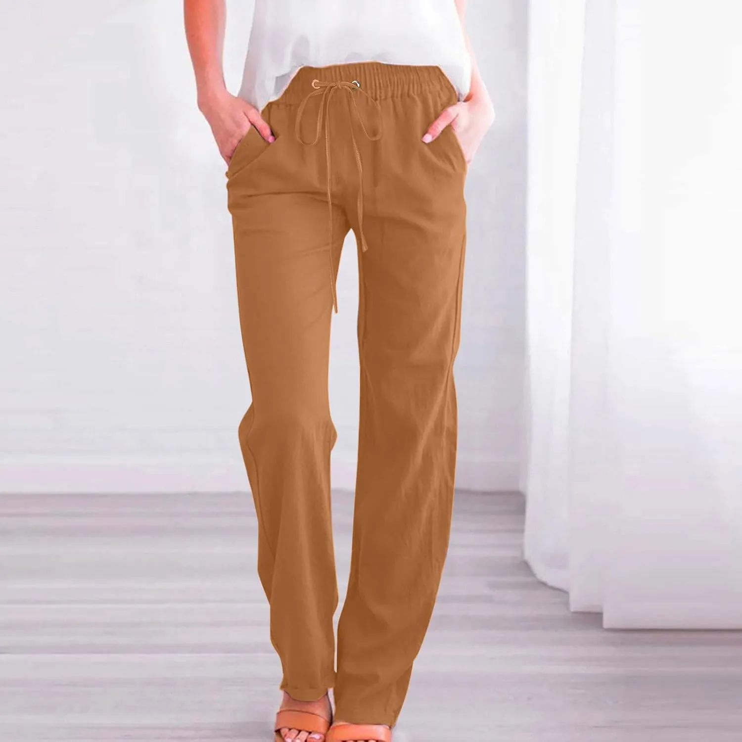 Sweater Wide Leg Pants Winter Velvet Work Slacks with Pockets Wide Leg Wide Leg