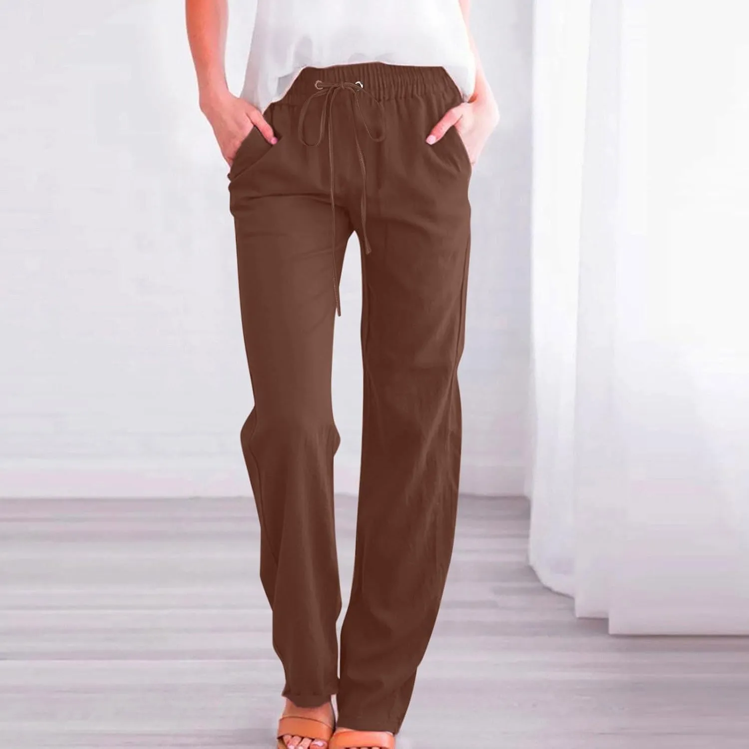 Sweater Wide Leg Pants Winter Velvet Work Slacks with Pockets Wide Leg Wide Leg