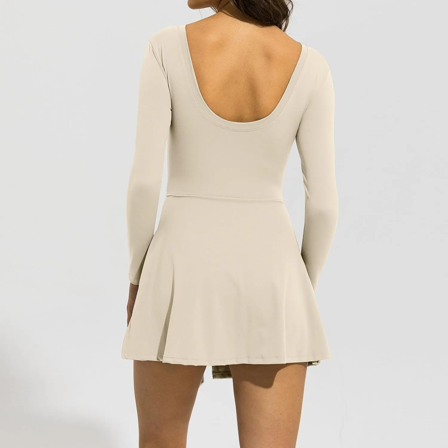 Tennis Dresses for Women Long Sleeve Wrap Skirt with Built in Shorts Golf Athletic Dress Active Workout Skort Dress