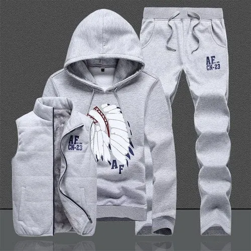 Three-Piece Hoodied Sweatsuit/Tracksuit Sets with inner Vest