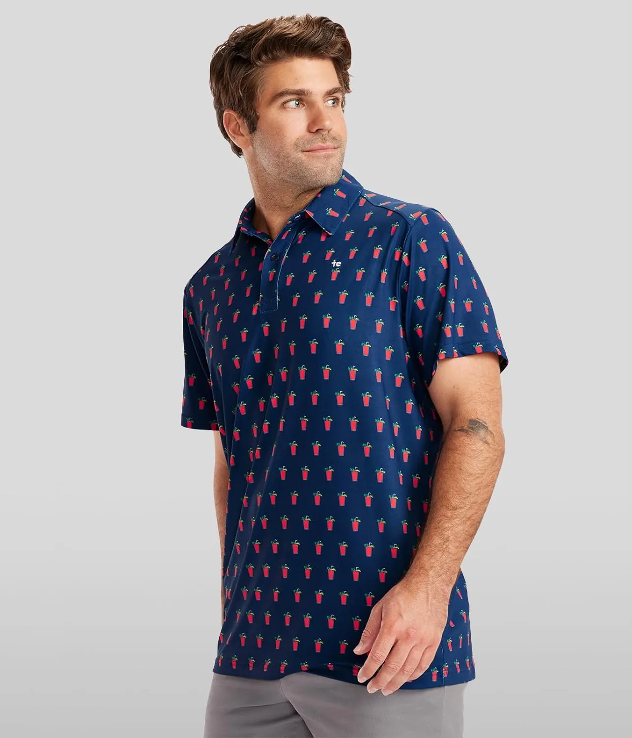 Tipsy Elves Men's Athletic Fit Golf Polo Shirt - Performance Golf Shirt for Men w/ 4-Way Stretch Moisture Wicking Fabric