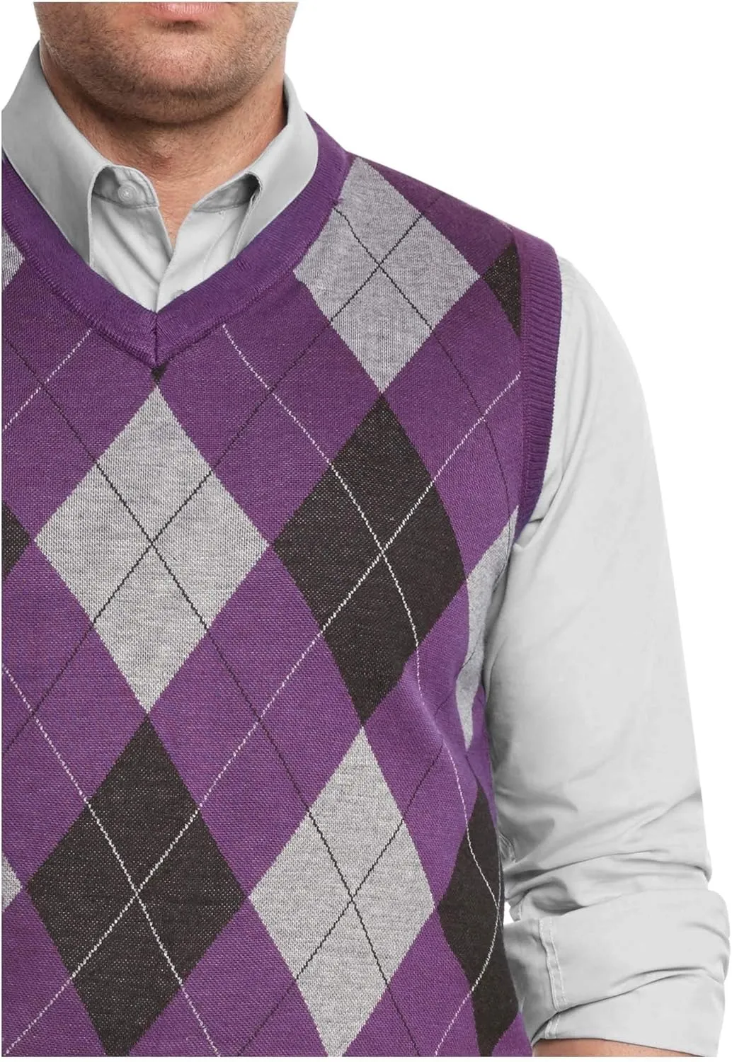True Rock Men's Argyle V-Neck Sweater Vest