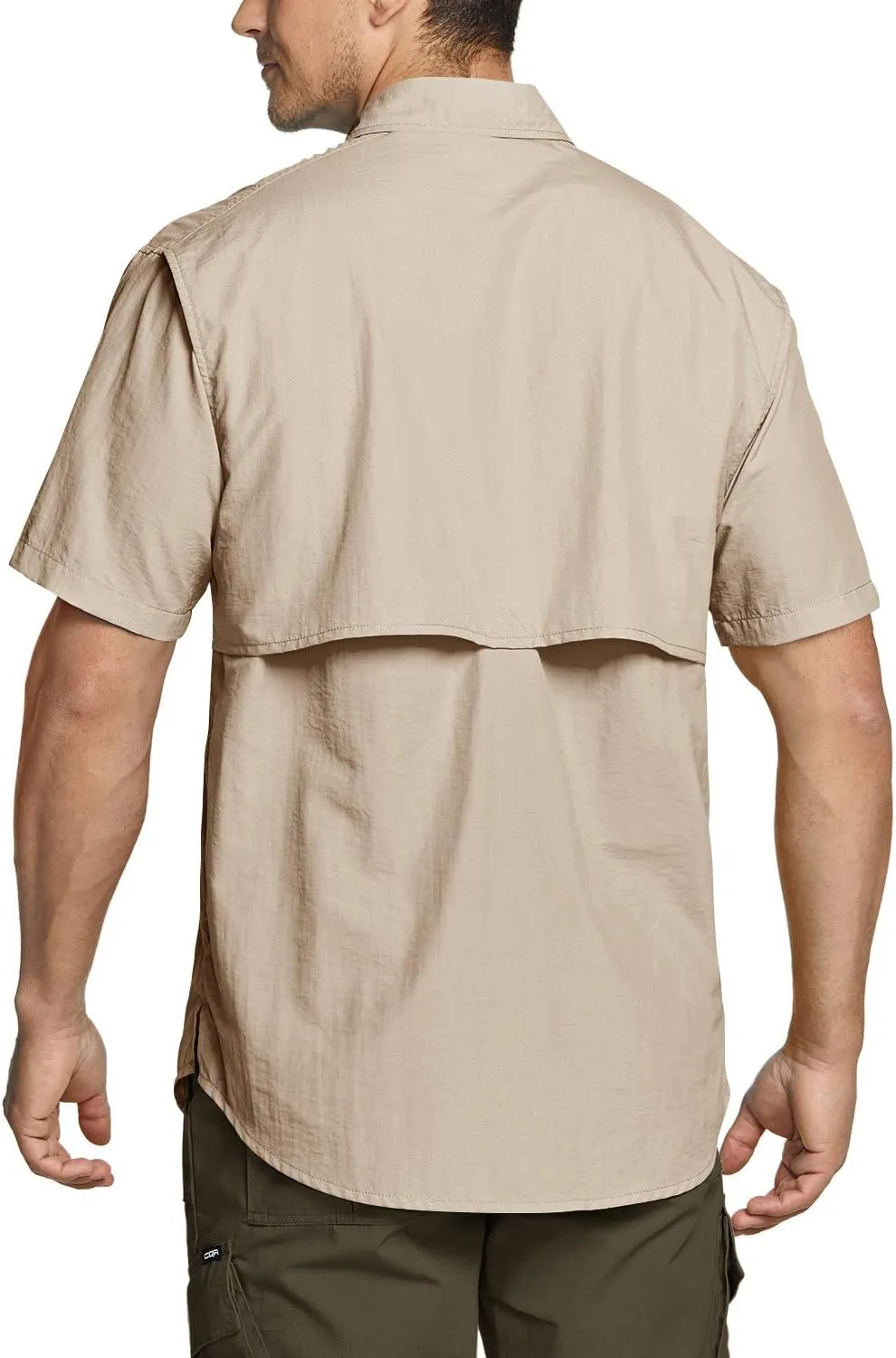 TSLA Men's Performance Fishing Shirt, UPF 50  Breathable Button Down Shirts, Outdoor Recreation Short Sleeve Shirt