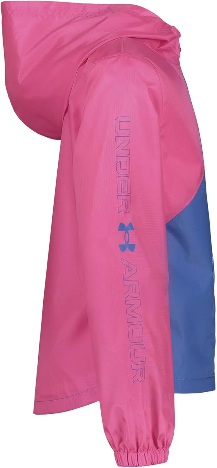 Under Armour Girls' Windbreaker, Zip-up Jacket, Water Repellent and Windproof