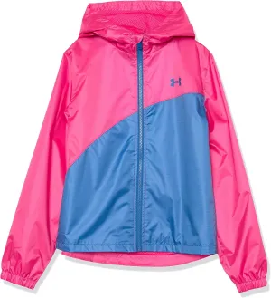 Under Armour Girls' Windbreaker, Zip-up Jacket, Water Repellent and Windproof