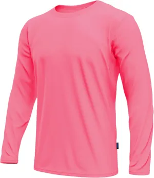 URBAN BUCK Mens Neon High Visibility Running Shirt - Lightweight Long Sleeve Workout Swim UPF50  Basic Sun T-Shirt for Men