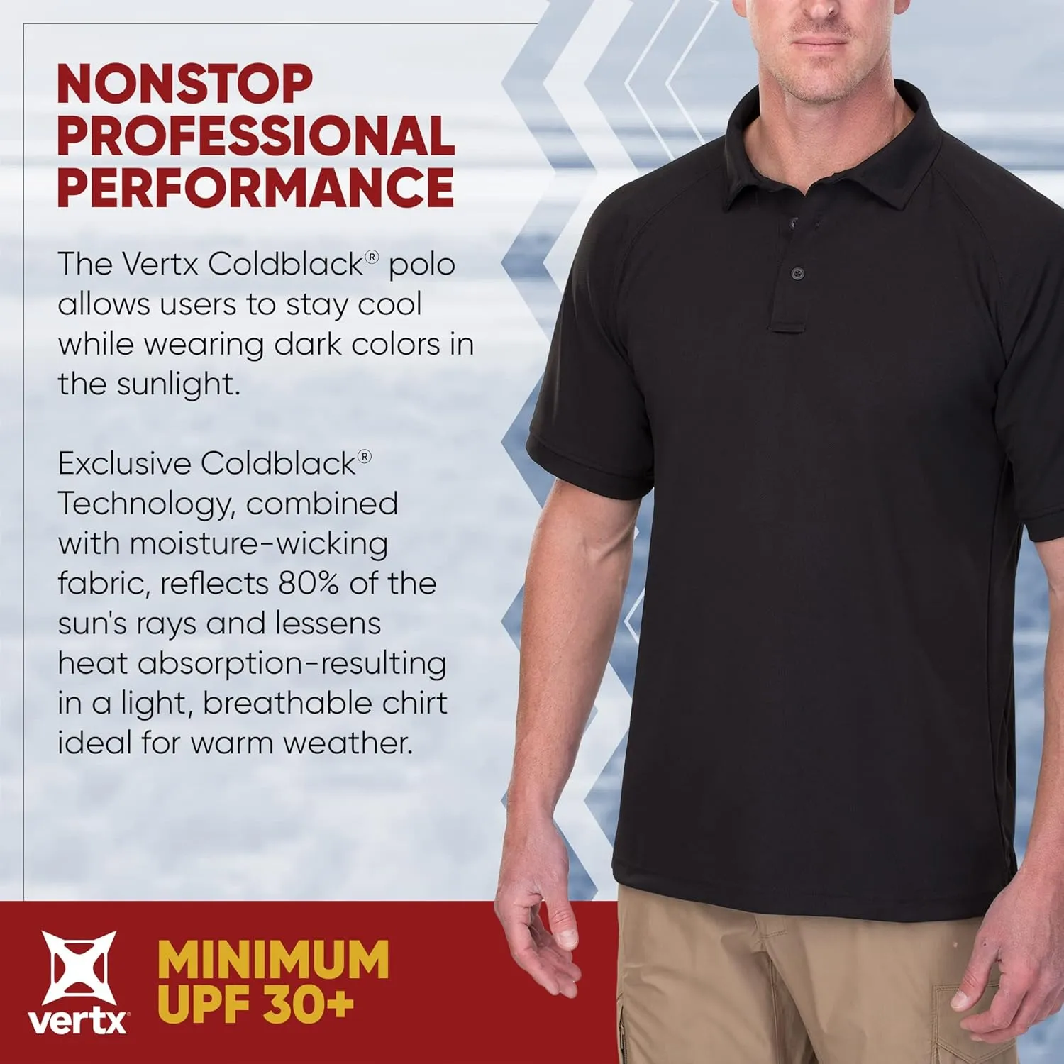 Vertx Mens Tactical Polo Shirt, Short Sleeve T-Shirt, Breathable, Temperature Regulating, for Police, Security, Relaxed Fit