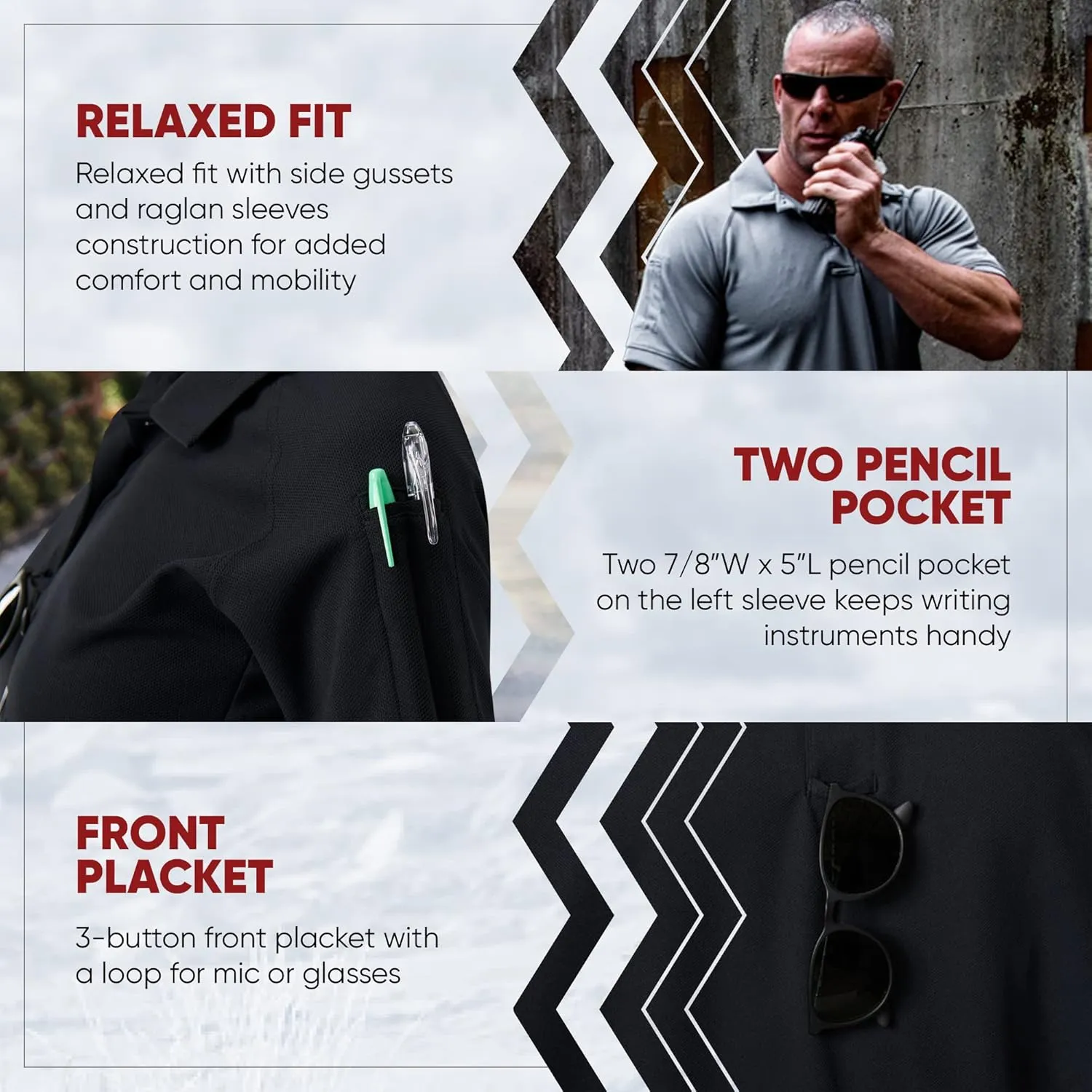 Vertx Mens Tactical Polo Shirt, Short Sleeve T-Shirt, Breathable, Temperature Regulating, for Police, Security, Relaxed Fit
