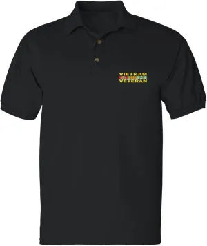 Vietnam Veteran Men's Polo T Shirt Embroidered Army USA Soldier Shirt