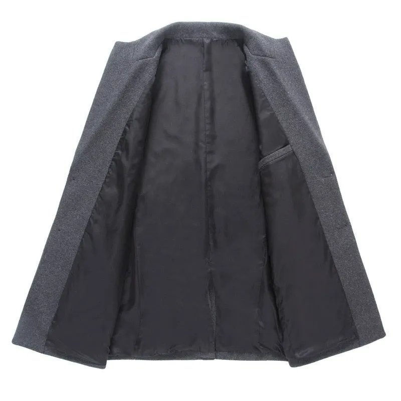 West Louis Winter Executive Business-Men Woolen Long Trench Coat