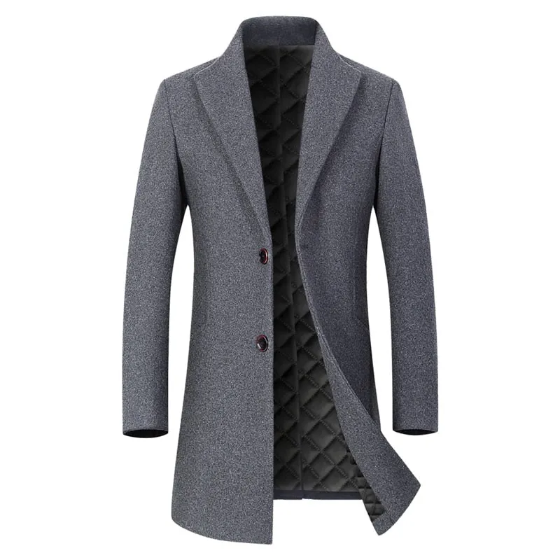 West Louis Winter Executive Business-Men Woolen Long Trench Coat