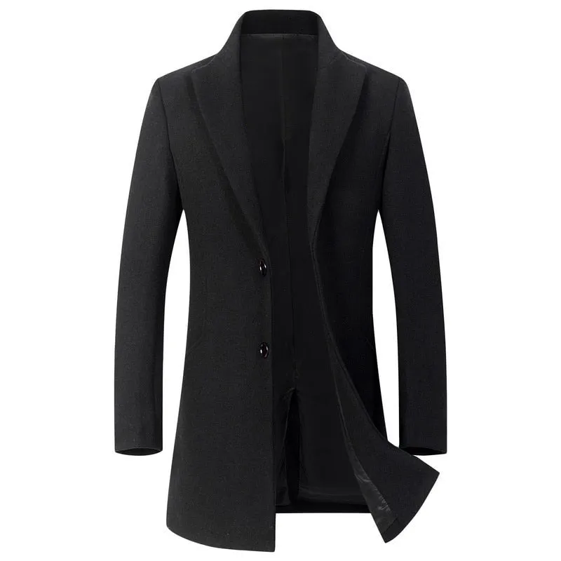 West Louis Winter Executive Business-Men Woolen Long Trench Coat