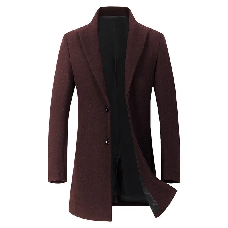 West Louis Winter Executive Business-Men Woolen Long Trench Coat