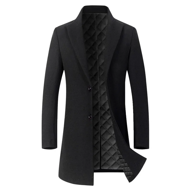 West Louis Winter Executive Business-Men Woolen Long Trench Coat