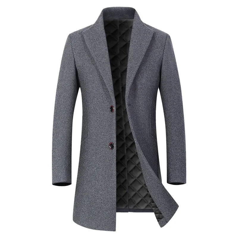 West Louis Winter Executive Business-Men Woolen Long Trench Coat