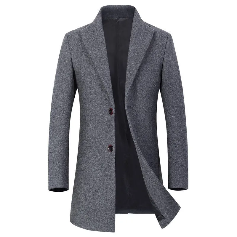 West Louis Winter Executive Business-Men Woolen Long Trench Coat