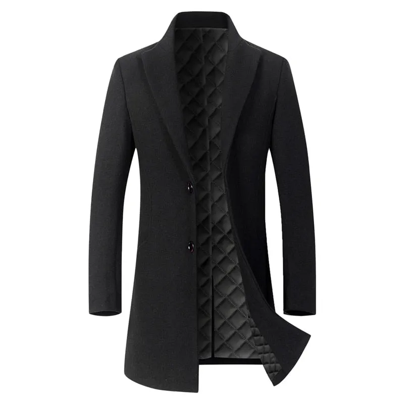 West Louis Winter Executive Business-Men Woolen Long Trench Coat