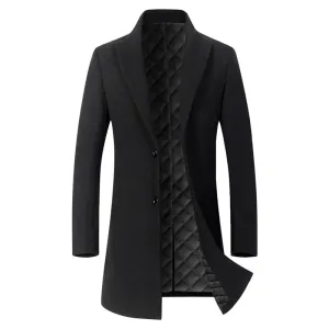 West Louis Winter Executive Business-Men Woolen Long Trench Coat