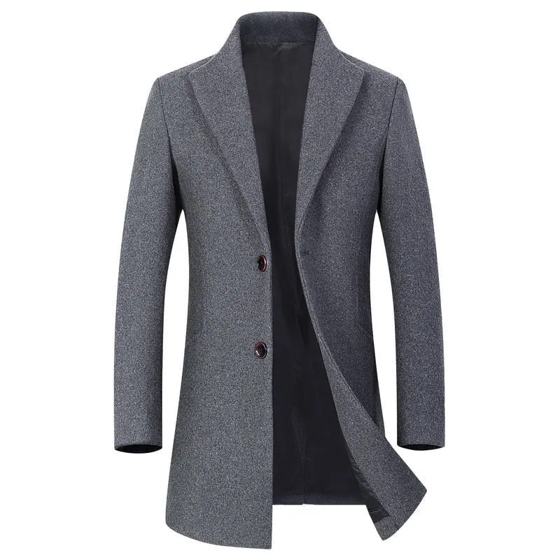 West Louis Winter Executive Business-Men Woolen Long Trench Coat