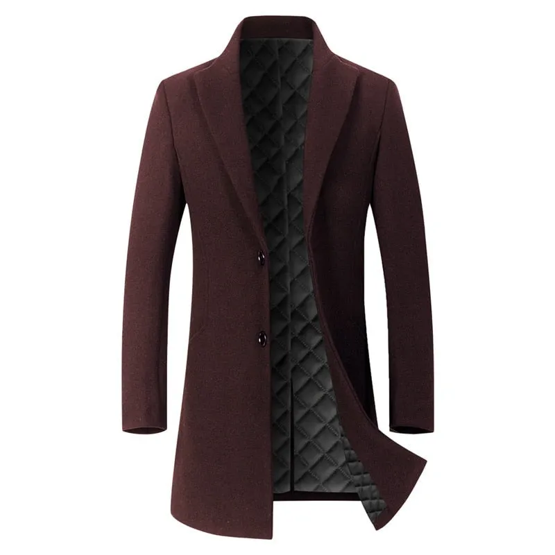 West Louis Winter Executive Business-Men Woolen Long Trench Coat