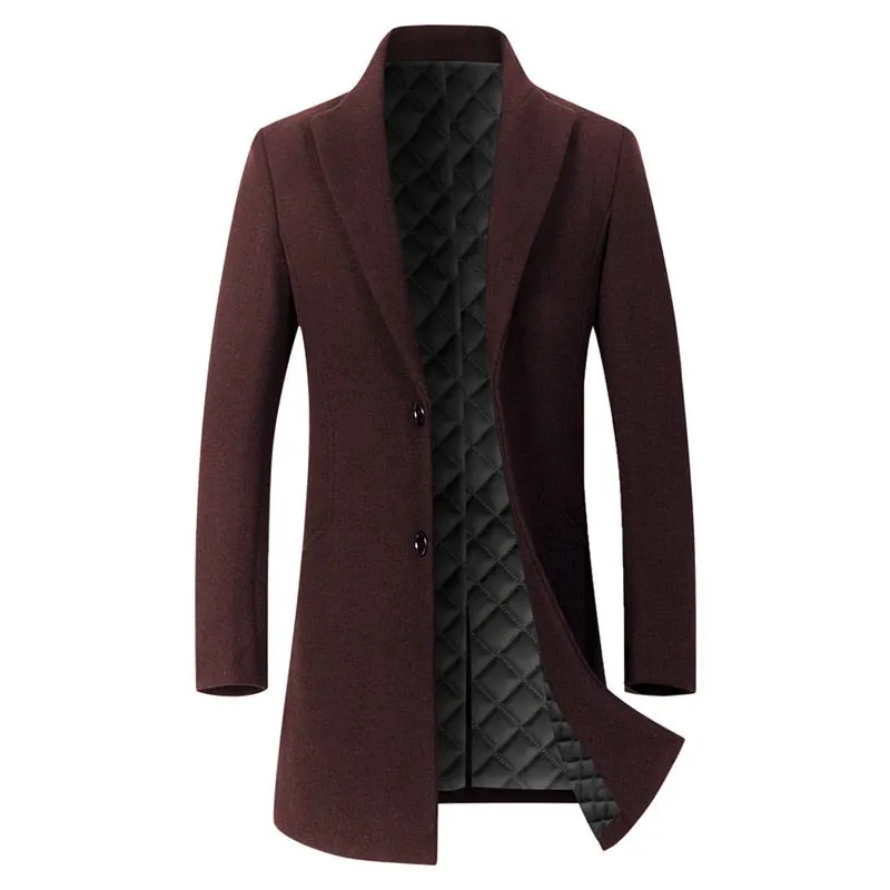 West Louis Winter Executive Business-Men Woolen Long Trench Coat