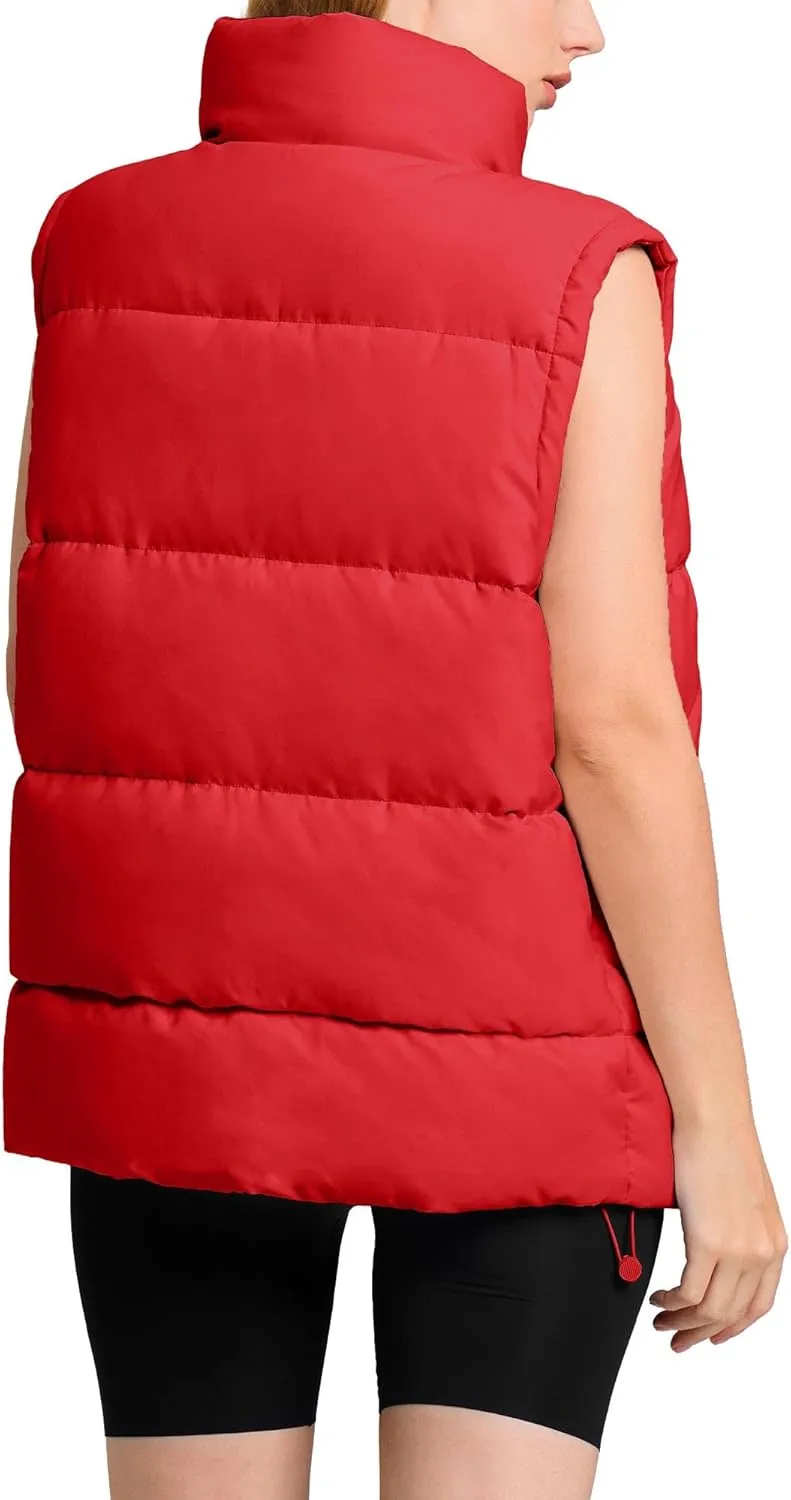 WHN Womens Puffer Vest 2024 Winter Zip Up Oversized Padded Puffy Jacket Coat with Pockets
