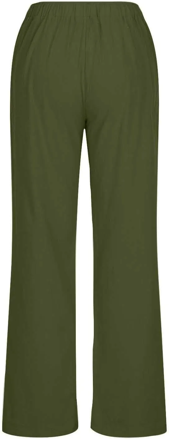 Wide Leg Linen Pants for Women Summer Boho Drawstring High Waist Casual Lounge Pant 2025 Beach Travel Vacation Outfits