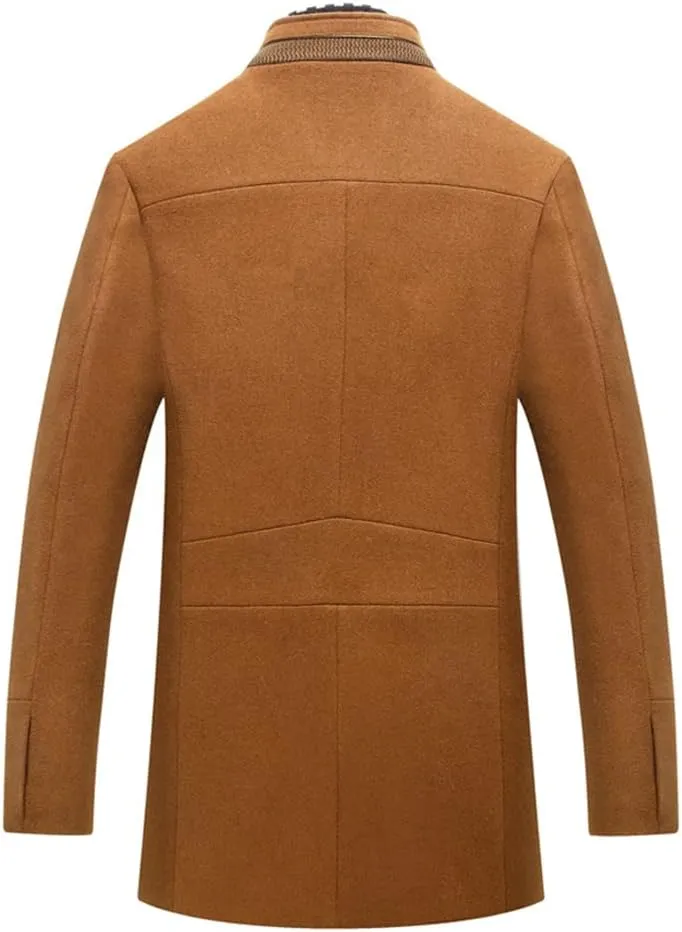 Winter Autumn Men's Wool Coats Casual Middle Long Scarf Collar Cotton-Padded Thick Warm Woolen Coat Male Trench Clothing