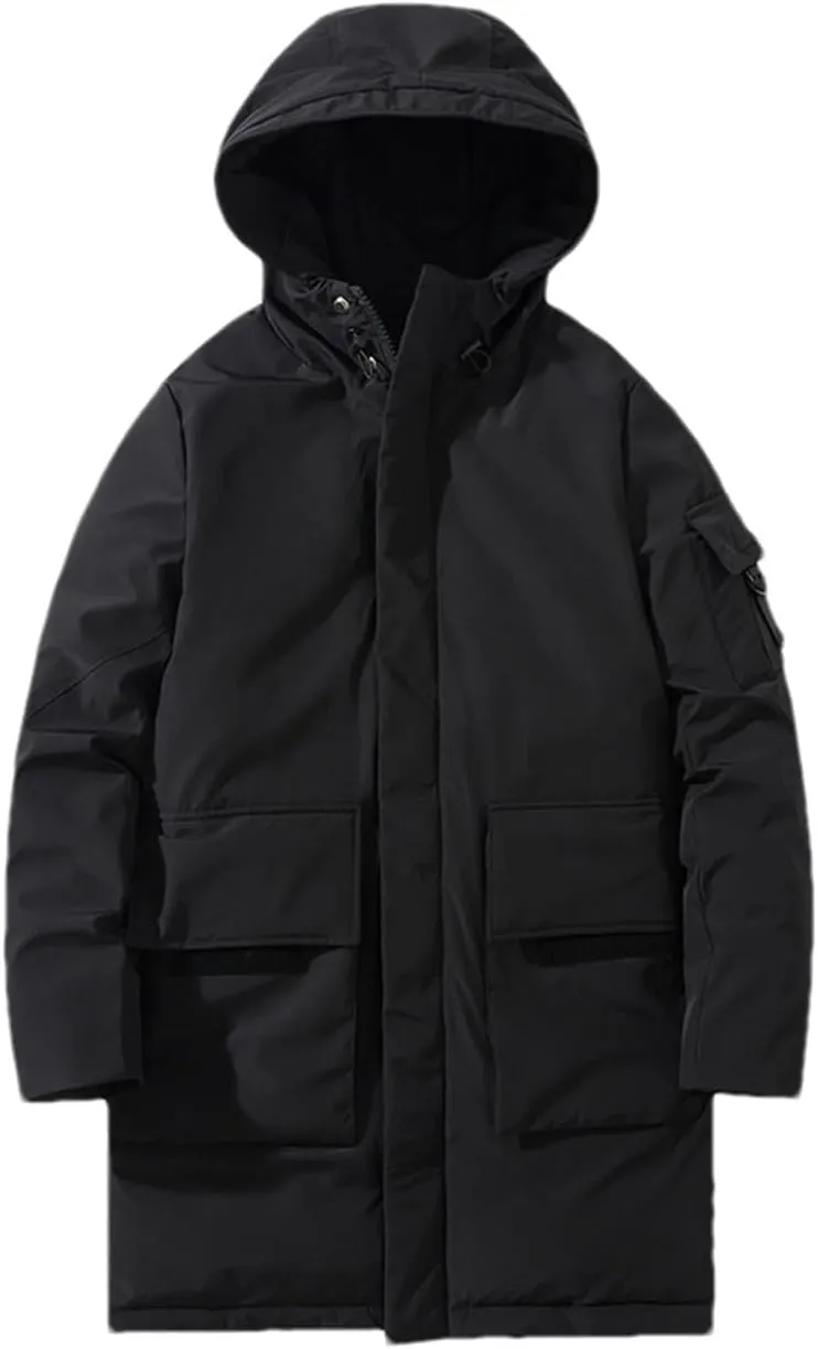 Winter Long Parkas Men Coat Warm Cotton Padded Jacket For Thicken Casual Hooded Black Windbreaker