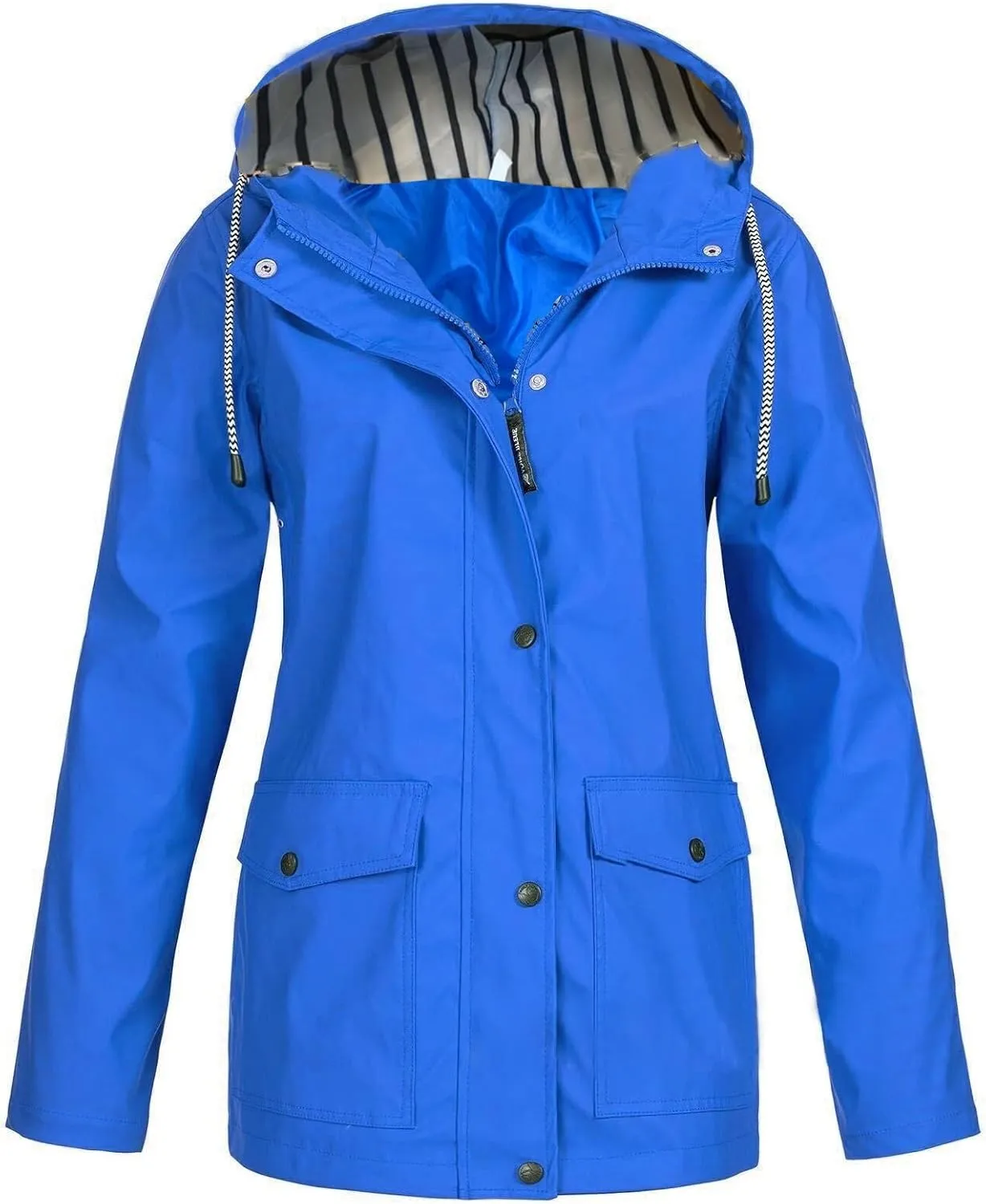 Wkishenl Plus Size Rain Jackets For Women With Hood Waterproof Lightweight Trench Coats Outdoor Hiking Wind Breaker Raincoats