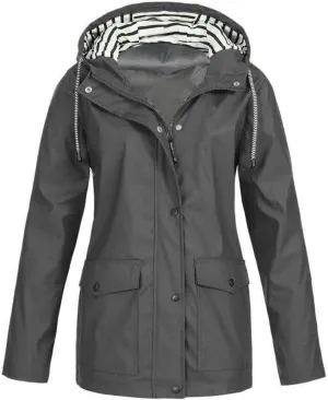 Wkishenl Plus Size Rain Jackets For Women With Hood Waterproof Lightweight Trench Coats Outdoor Hiking Wind Breaker Raincoats