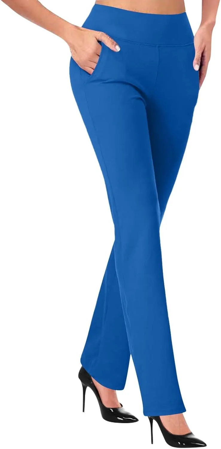 Women Bootcut Work Pants Trendy Business Casual Trouser Solid Yoga Workout Slacks High Waist Stretch Leg Office Pant