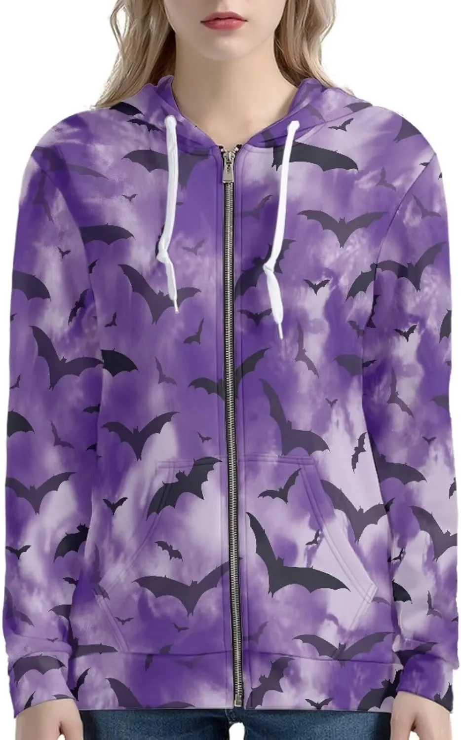 Women Casual Full Zip Up Hoodie Comfy Loose Long Sleeve Sweatshirt Fall Winter Jacket with Pockets