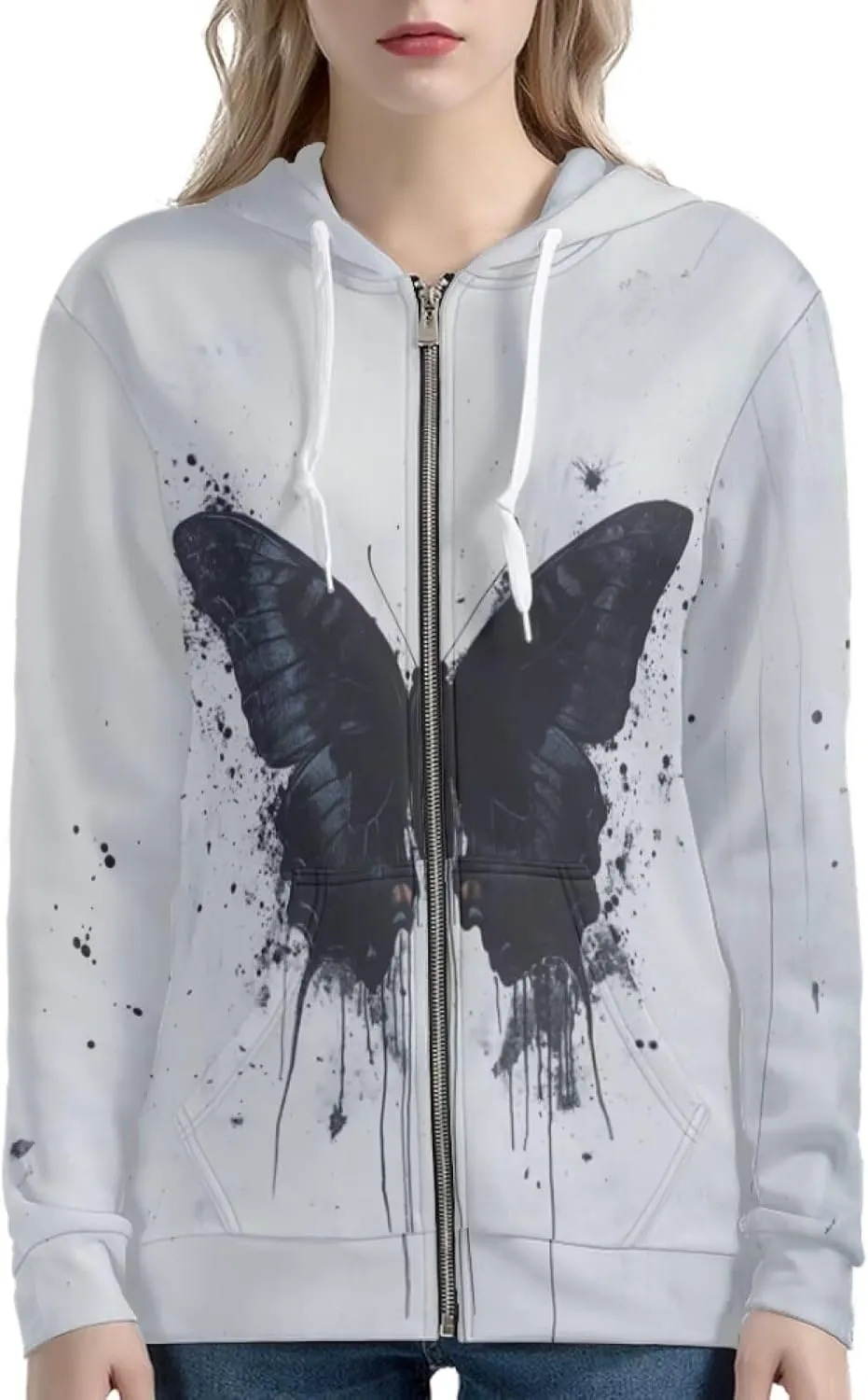 Women Casual Full Zip Up Hoodie Comfy Loose Long Sleeve Sweatshirt Fall Winter Jacket with Pockets