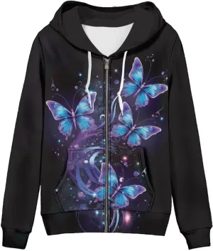 Women Casual Full Zip Up Hoodie Comfy Loose Long Sleeve Sweatshirt Fall Winter Jacket with Pockets