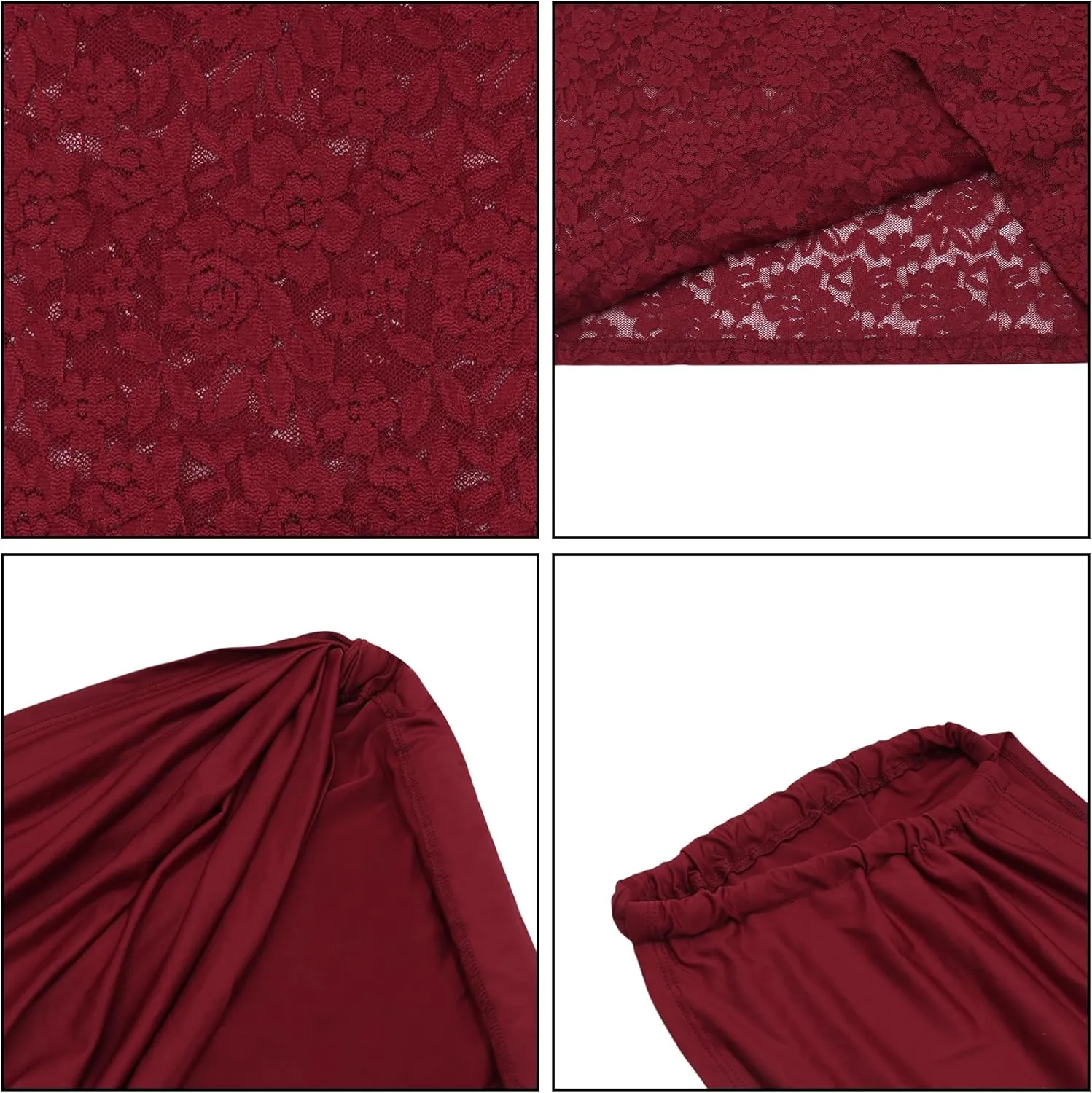 Women Floral Lace Maxi Dresses for Wome Backless See Through Dress Inclined Shoulder Dress Set