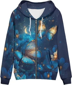 Women Full Zip Up Hoodie Comfy Loose Long Sleeve Sweatshirt Casual Jacket with Pockets Size XS-5XL