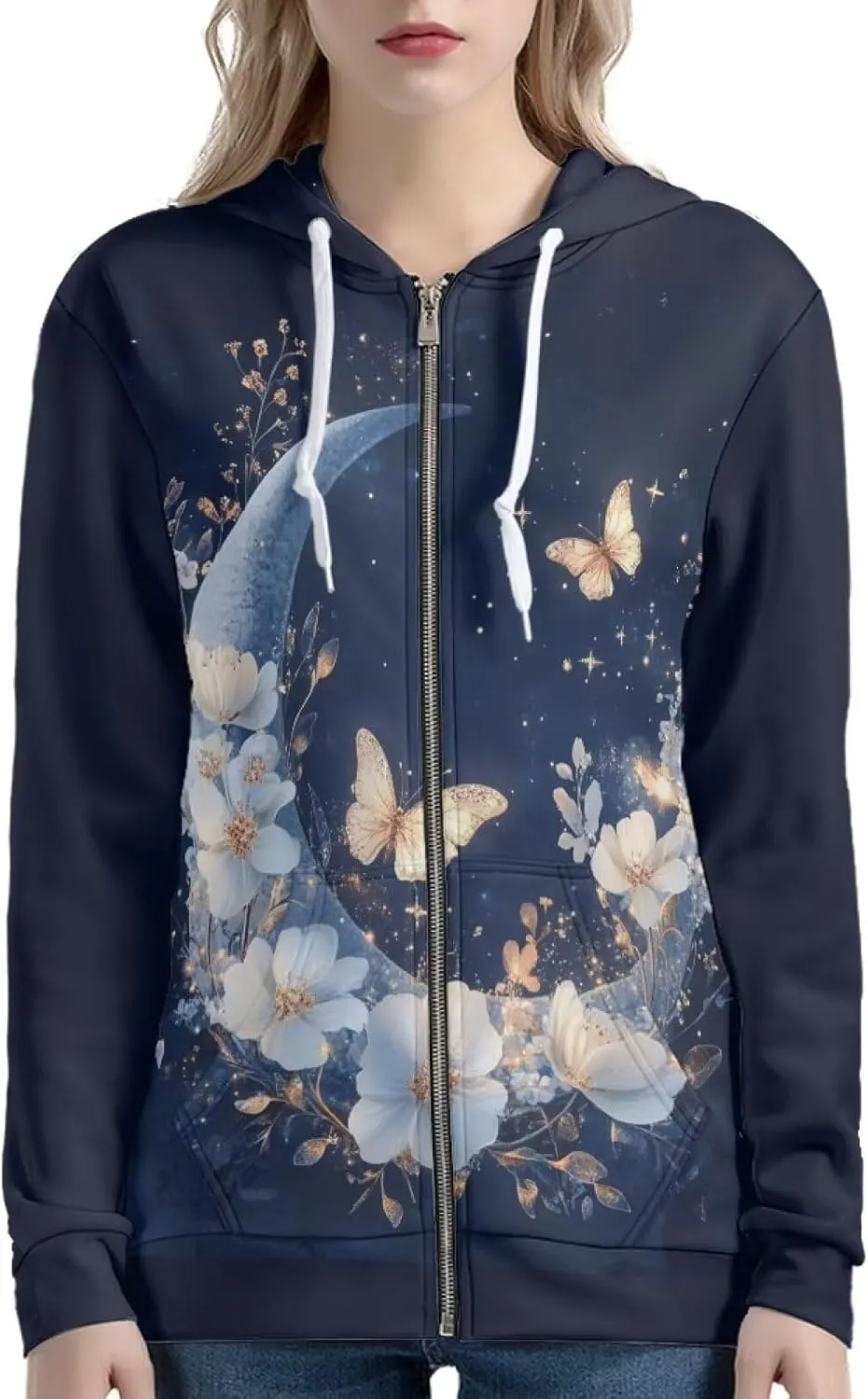 Women Full Zip Up Hoodie Comfy Loose Long Sleeve Sweatshirt Casual Jacket with Pockets Size XS-5XL