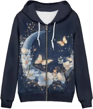 Women Full Zip Up Hoodie Comfy Loose Long Sleeve Sweatshirt Casual Jacket with Pockets Size XS-5XL
