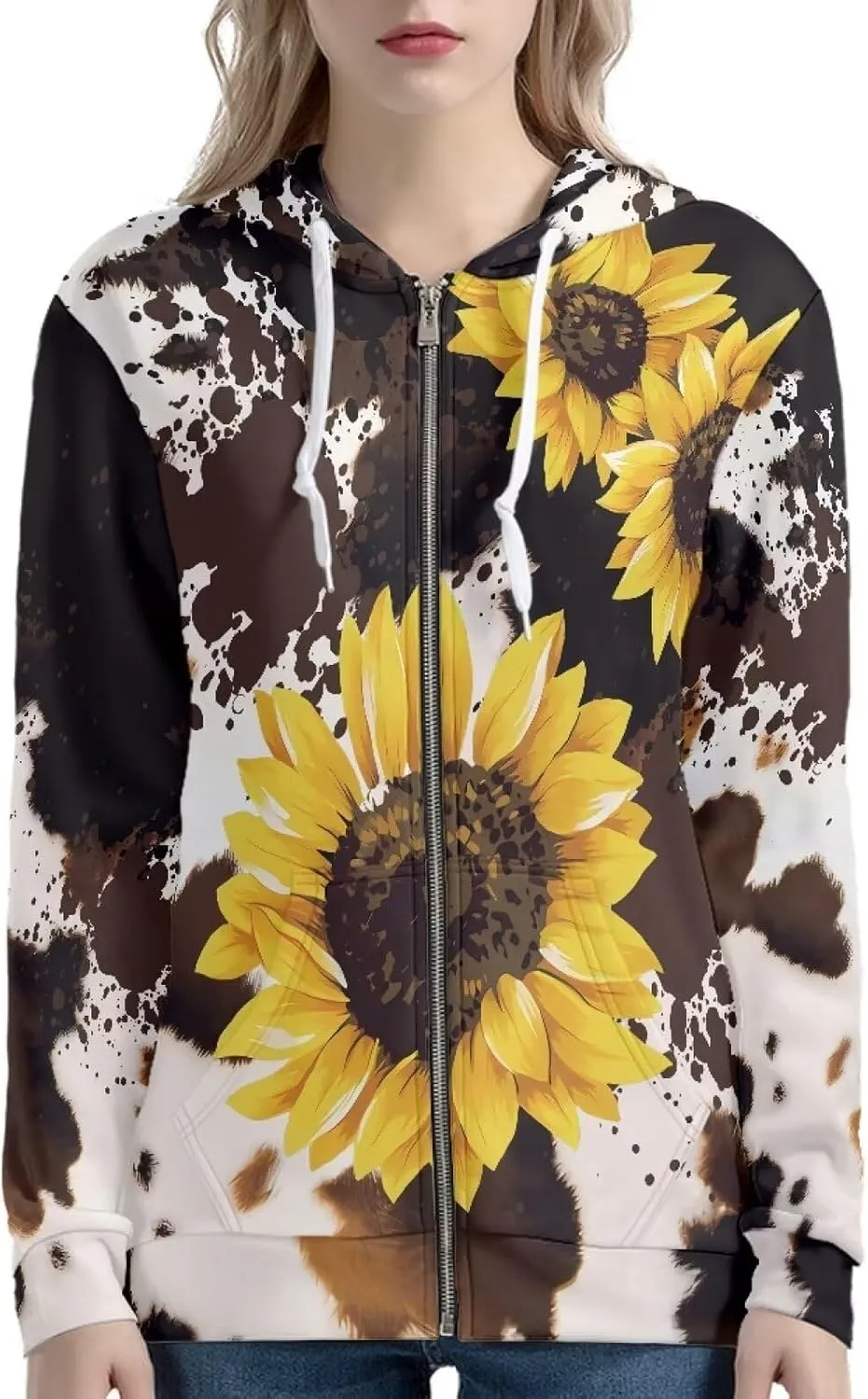 Women Full Zip Up Hoodie Comfy Loose Long Sleeve Sweatshirt Casual Jacket with Pockets Size XS-5XL